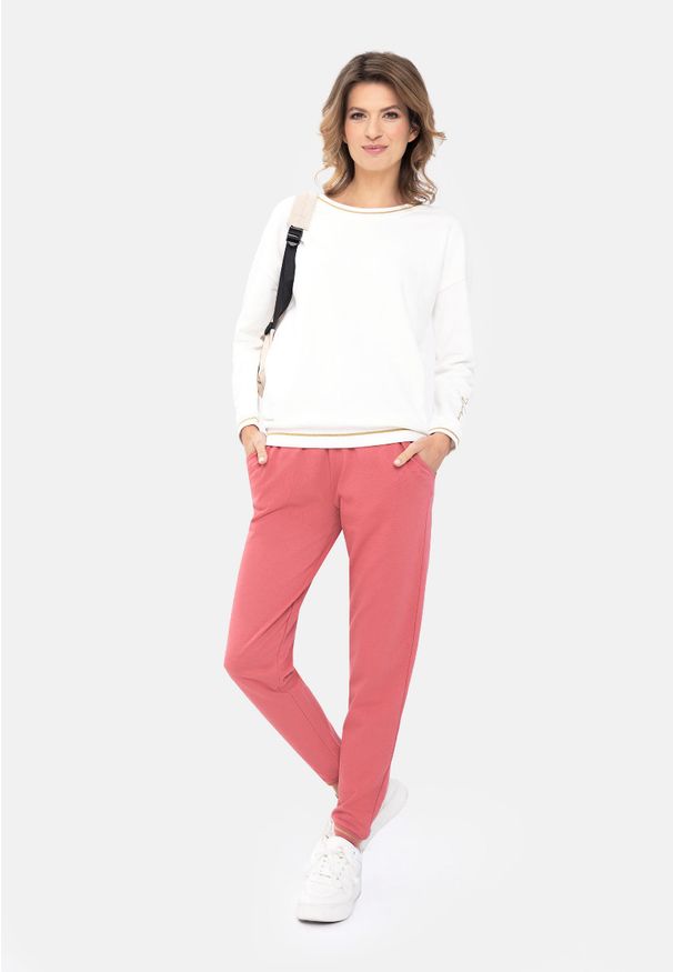 Volcano - Dresowe spodnie dla kobiet N-ISLA. Kolor: różowy. Materiał: dresówka. Wzór: napisy