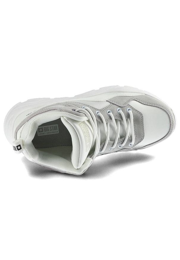 Big-Star - Białe Sneakersy Big Star Damskie Modne Obuwie. Zapięcie: sznurówki. Kolor: biały. Materiał: zamsz, materiał, skóra ekologiczna. Szerokość cholewki: normalna