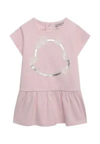 MONCLER KIDS - Różowa sukienka ze zdobieniem 0-3 lat. Kolor: wielokolorowy, różowy, fioletowy. Wzór: aplikacja. Sezon: lato