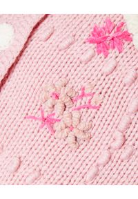 LOVE SHACK FANCY - Różowy kardigan Briallon. Kolor: wielokolorowy, fioletowy, różowy. Materiał: dziergany, bawełna, wełna. Wzór: aplikacja, kolorowy. Sezon: wiosna