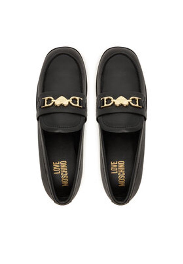 Love Moschino - LOVE MOSCHINO Loafersy JA10242G1NIA000035 Czarny. Kolor: czarny. Materiał: skóra