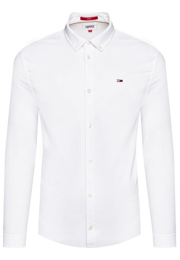 Tommy Jeans Koszula Oxford DM0DM09594 Biały Slim Fit. Kolor: biały. Materiał: bawełna