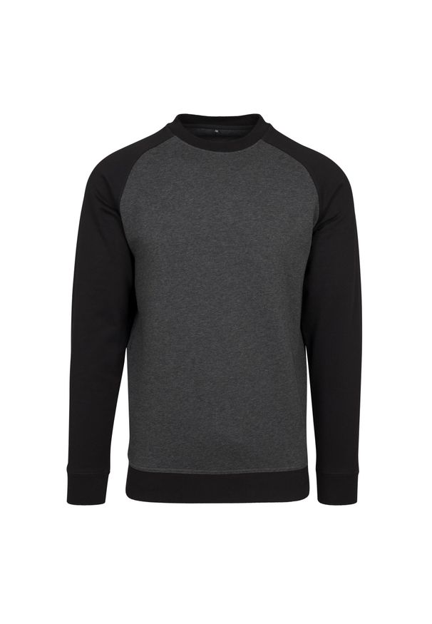 BUILD YOUR BRAND - Męska Koszulka Raglan Z Okrągłym Dekoltem. Kolor: wielokolorowy, szary, czarny, brązowy. Długość rękawa: raglanowy rękaw