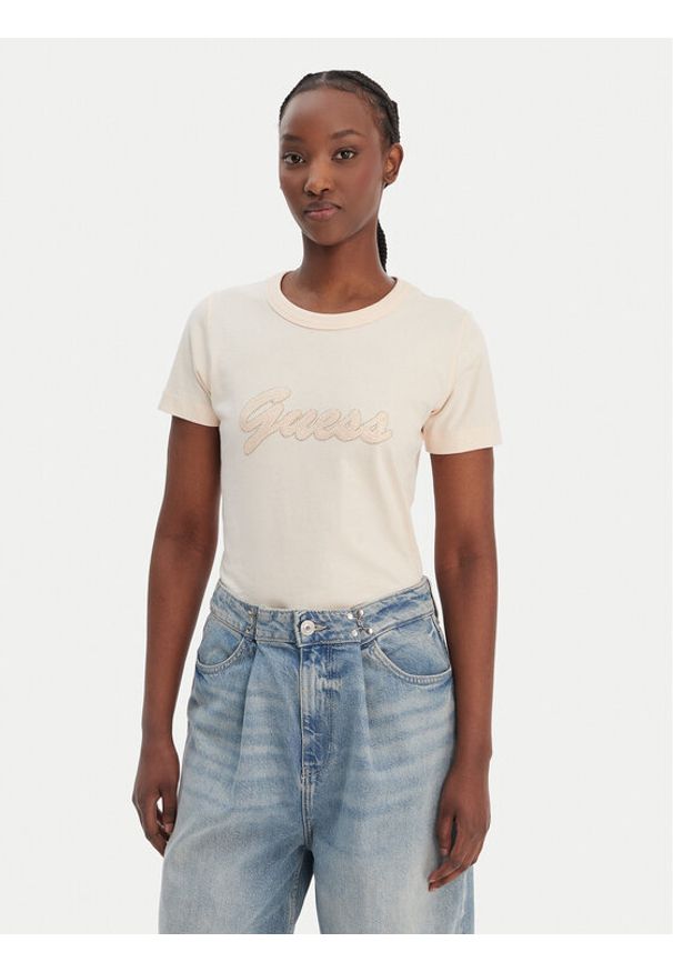 Guess T-Shirt W6GI08 K3023 Pomarańczowy Regular Fit. Kolor: pomarańczowy. Materiał: bawełna