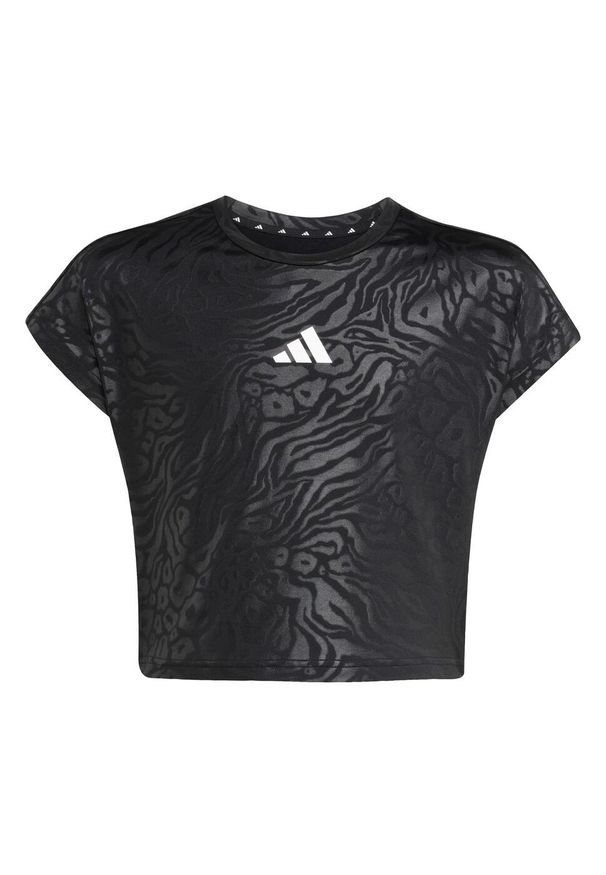 Adidas - Koszulka All Sports Animal Print Crop Kids. Kolor: biały, wielokolorowy, czarny. Wzór: nadruk
