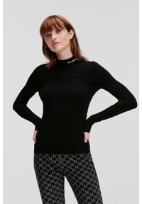 Karl Lagerfeld - KARL LAGERFELD Czarny golf damski Classic Turtle Neck, Rozmiar L. Typ kołnierza: golf. Kolor: czarny. Materiał: wiskoza, poliester. Styl: elegancki