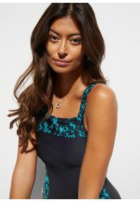 bonprix - Kostium kąpielowy, średni stopień modelowania sylwetki, z kwadratowym dekoltem. Kolor: czarny. Materiał: materiał #3