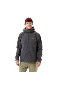 Kurtka przeciwdeszczowa męska Rab Downpour Eco Jacket z kapturem. Typ kołnierza: kaptur. Kolor: szary