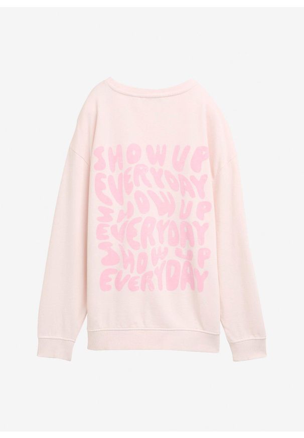 bonprix - Bluza oversize marki Tom Tailor. Kolor: różowy. Wzór: napisy
