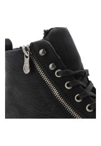 Trzewiki damskie Rieker, antistress ocieplane futerkiem na grubej podeszwie zapinane na suwak, czarne, 45920-01. Okazja: na co dzień. Zapięcie: sznurówki. Kolor: czarny. Materiał: futro, materiał. Szerokość cholewki: normalna. Styl: casual #7