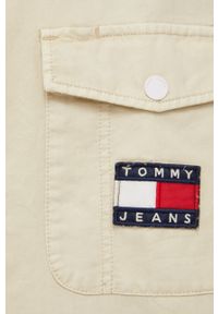 Tommy Jeans koszula bawełniana DOBBY męska kolor beżowy relaxed z kołnierzykiem klasycznym. Typ kołnierza: kołnierzyk klasyczny. Kolor: beżowy. Materiał: bawełna. Styl: klasyczny