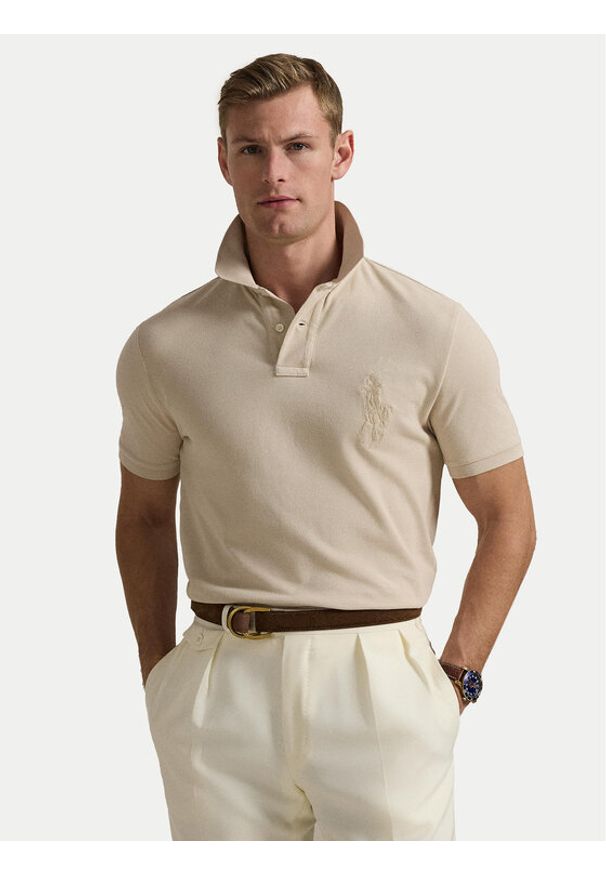 Polo Ralph Lauren Polo 710938137011 Beżowy Slim Fit. Typ kołnierza: polo. Kolor: beżowy. Materiał: bawełna