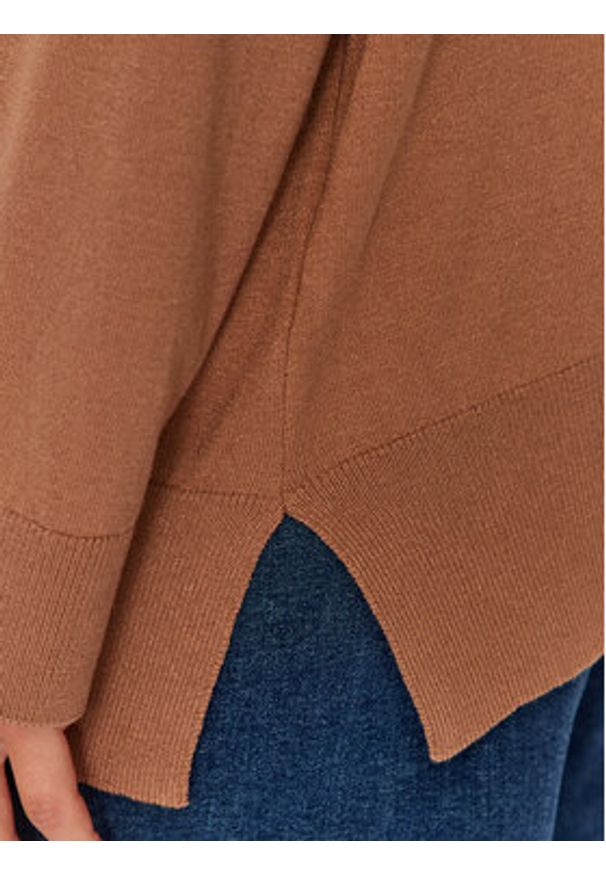 Kontatto Sweter 3M1141 Brązowy Regular Fit. Kolor: brązowy. Materiał: wiskoza, syntetyk