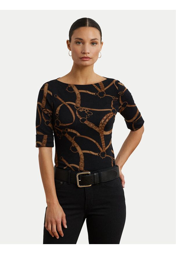 Lauren Ralph Lauren - LAUREN RALPH LAUREN Bluzka 200971107001 Czarny Slim Fit. Kolor: czarny. Materiał: bawełna