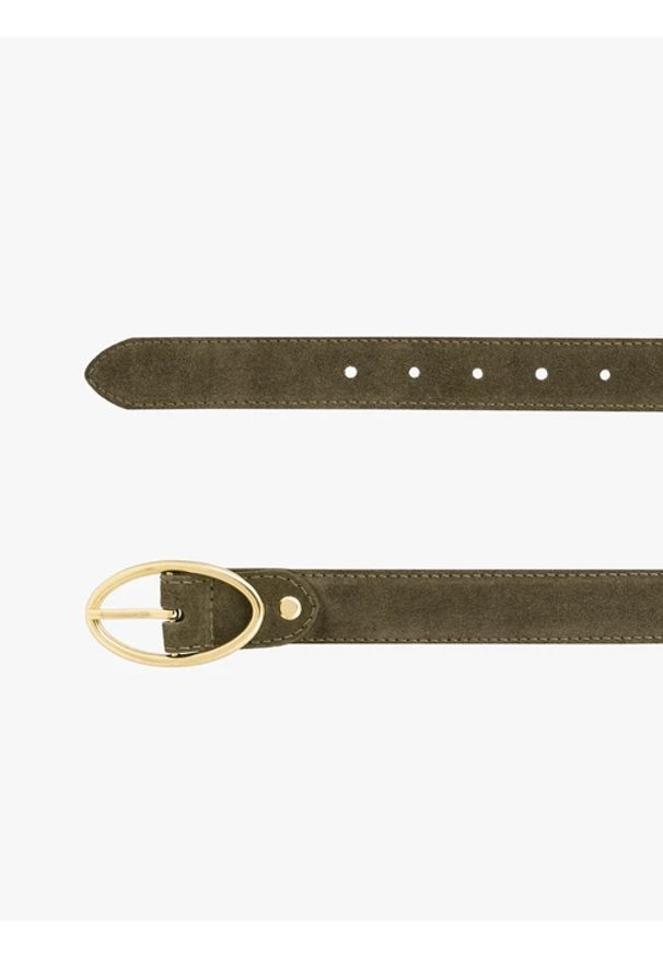 Ryłko - Oliwkowy pasek ze skóry welurowej. Kolor: oliwkowy. Materiał: welur, skóra