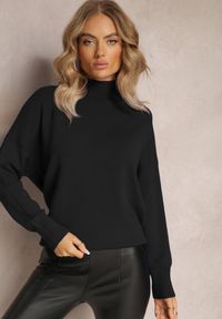 Renee - Czarny Golf Basic z Gładkiej Dzianiny Onda. Typ kołnierza: golf. Kolor: czarny. Materiał: dzianina. Wzór: gładki. Sezon: zima, jesień