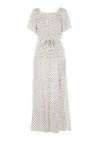Born2be - Biała Sukienka Paphophi. Kolor: biały. Materiał: wiskoza, tkanina, materiał. Długość rękawa: krótki rękaw. Wzór: kropki. Długość: midi #3