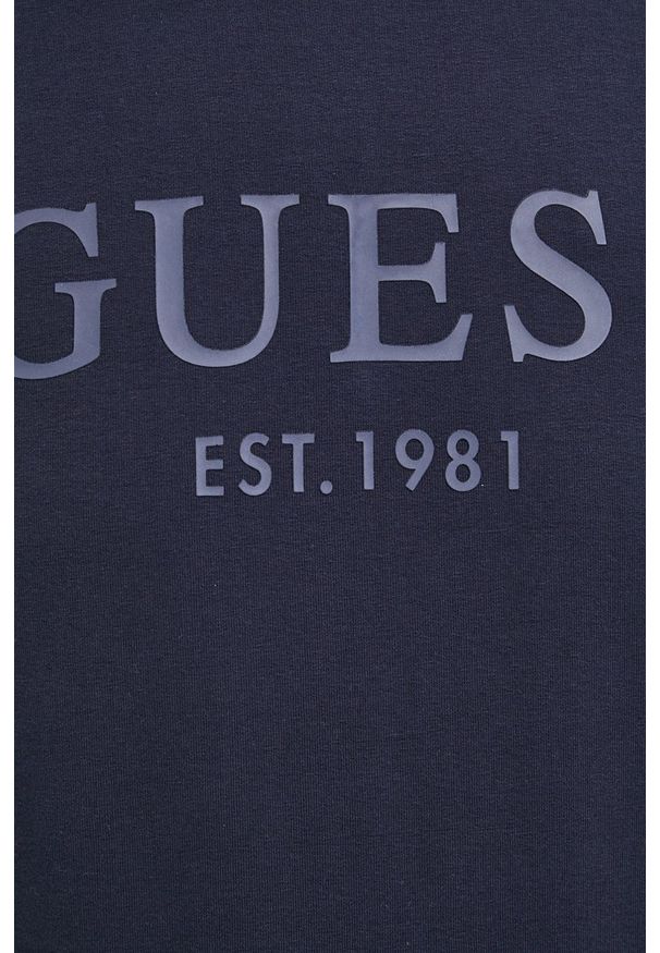 Guess - Bluza. Okazja: na co dzień. Kolor: niebieski. Materiał: bawełna. Wzór: nadruk. Styl: casual
