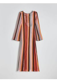 Reserved - Ażurowa sukienka maxi - wielobarwny. Materiał: dzianina. Wzór: ażurowy. Długość: maxi