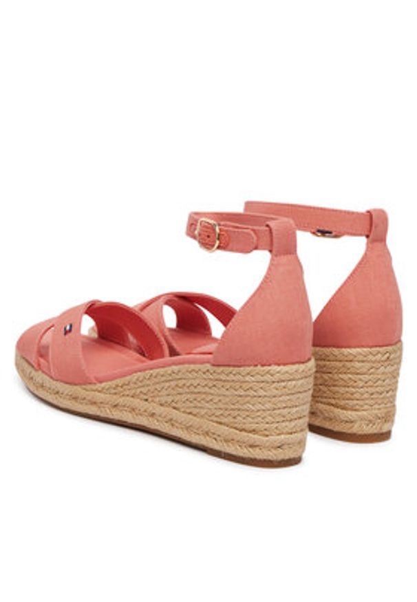 TOMMY HILFIGER - Tommy Hilfiger Espadryle Hemp Crossover Strap Wedge Espadrilles FW0FW09332 Różowy. Kolor: różowy. Materiał: materiał