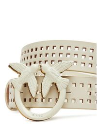 Pinko - PINKO Pasek Damski Love Berry H3 Belt 20251 PLT01 100125 A11W Biały. Kolor: biały. Materiał: skóra