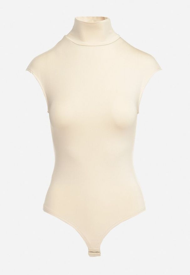 Born2be - Jasnobeżowe Body bez Rękawów z Golfem Vireases. Typ kołnierza: golf. Kolor: beżowy. Długość rękawa: bez rękawów. Styl: elegancki