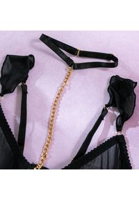 Intica - Komplet bielizny z chokerem i haftem Jeannett. Kolor: niebieski. Materiał: materiał. Wzór: haft #11