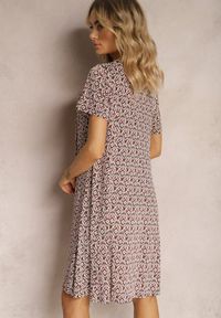 Renee - Brązowa Wiskozowa Sukienka o Rozkloszowanym Fasonie z Ornamentalnym Wzorem Jasminas. Kolor: brązowy. Materiał: wiskoza. Styl: boho #5