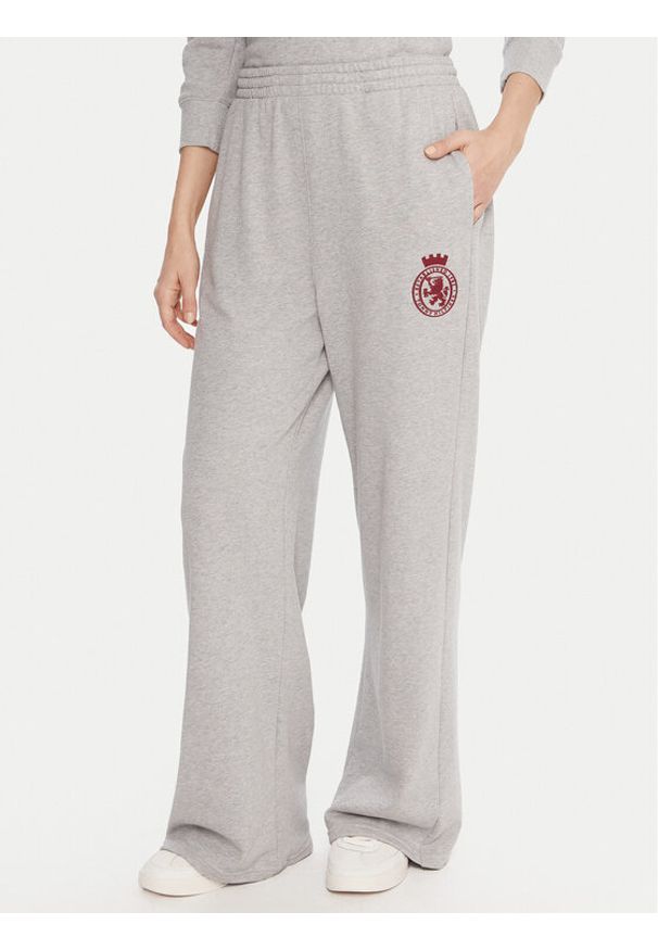 TOMMY HILFIGER - Tommy Hilfiger Spodnie dresowe UW0UW06081 Szary Wide Leg. Kolor: szary. Materiał: bawełna