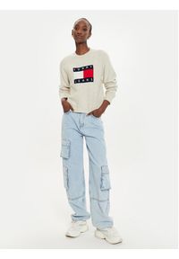 Tommy Jeans Sweter Flag DW0DW18681 Beżowy Relaxed Fit. Kolor: beżowy. Materiał: syntetyk #3