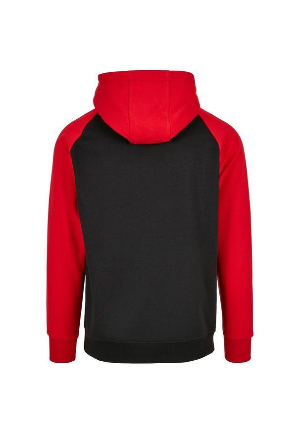 BUILD YOUR BRAND - Męska Kontrastowa Bluza Z Kapturem. Typ kołnierza: kaptur. Kolor: czarny, czerwony, wielokolorowy