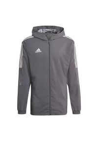 Adidas - Kurtka piłkarska męska adidas Tiro 21 Windbreaker. Kolor: wielokolorowy, biały, szary. Sport: piłka nożna