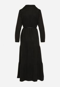 Born2be - Czarna Wiskozowa Koszulowa Sukienka o Rozkloszowanym Kroju z Paskiem Retirna. Okazja: na co dzień. Kolor: czarny. Materiał: wiskoza. Typ sukienki: koszulowe. Styl: casual, klasyczny #5