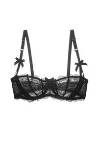 Intica - Biustonosz z półmiseczką koronkowy z kokardkami Kady. Kolor: czarny. Materiał: koronka. Wzór: koronka