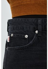 Superdry szorty jeansowe damskie kolor czarny gładkie high waist. Stan: podwyższony. Kolor: czarny. Materiał: jeans. Wzór: gładki #2