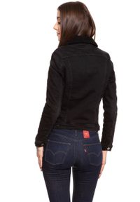 Lee - DAMSKA KURTKA JEANSOWA LEE SHERPA RIDER JACKET BLACK TYRO L54VCPJW. Materiał: jeans. Wzór: jednolity #5