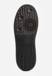 Born2be - Czarne Skórzane Sneakersy na Kauczukowej Podeszwie z Geometrycznym Motywem Shytyse. Kolor: czarny. Materiał: kauczuk, skóra. Wzór: geometria #3