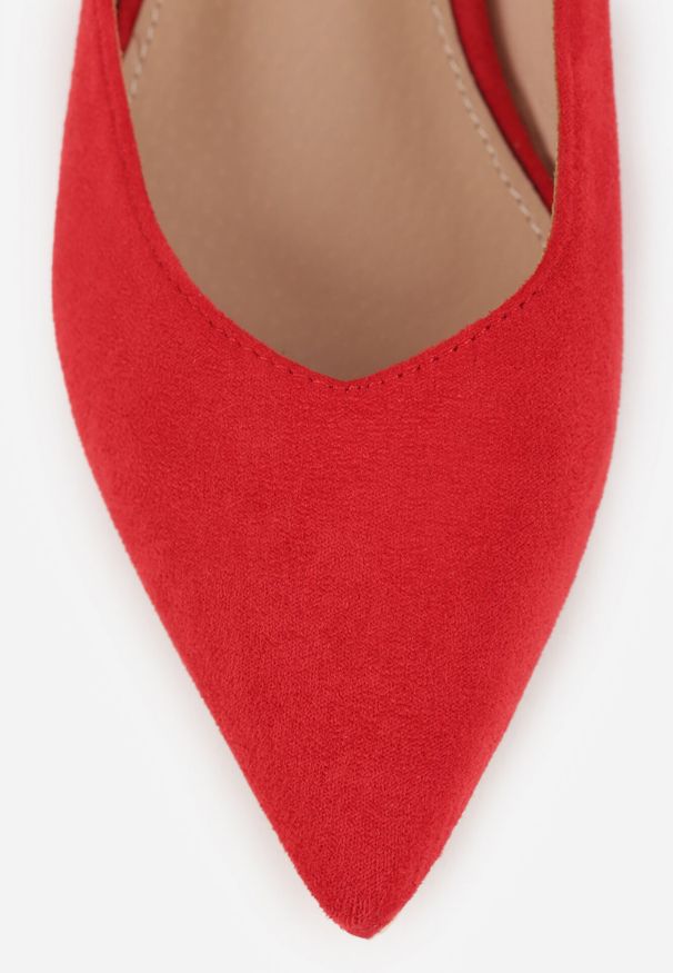 Born2be - Czerwone Sandały Vices ze Skórzaną Wkładką i Noskiem w Szpic Anniles. Okazja: do pracy, na spotkanie biznesowe, na spacer. Zapięcie: pasek. Kolor: czerwony. Materiał: skóra. Sezon: lato. Obcas: na obcasie. Styl: elegancki, biznesowy, klasyczny. Wysokość obcasa: niski