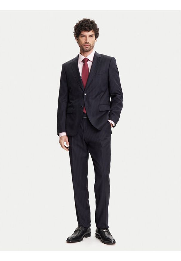 BOSS Garnitur H-Huge 50546121 Granatowy Slim Fit. Kolor: niebieski. Materiał: wełna