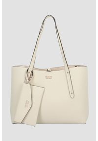 Guess - GUESS Beżowa shopperka damska 3 w 1 Brenton. Kolor: beżowy. Styl: elegancki, casual