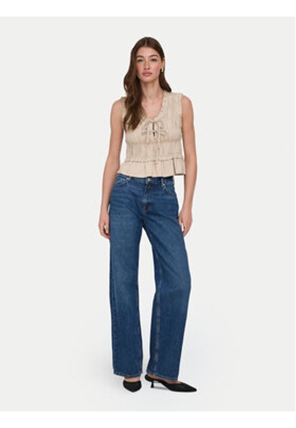 only - ONLY Bluzka Goa 15363693 Beżowy Regular Fit. Kolor: beżowy. Materiał: wiskoza