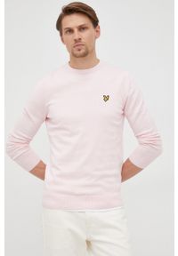 Lyle & Scott sweter z domieszką wełny męski kolor różowy lekki. Okazja: na co dzień. Kolor: różowy. Materiał: wełna. Długość rękawa: długi rękaw. Długość: długie. Styl: casual #5