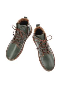 Zielone Trzewiki Artiker Modne Obuwie Damskie. Okazja: na co dzień. Zapięcie: sznurówki. Kolor: zielony. Materiał: skóra. Styl: casual, sportowy, klasyczny, elegancki #6