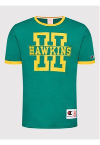 Champion T-Shirt Unisex STRANGER THINGS Hawkins 217756 Zielony Custom Fit. Kolor: zielony. Materiał: bawełna #2