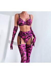 Intica - Komplet bielizny z pończochami na specjalne okazje Veronie. Kolor: wielokolorowy. Materiał: materiał, skóra #4