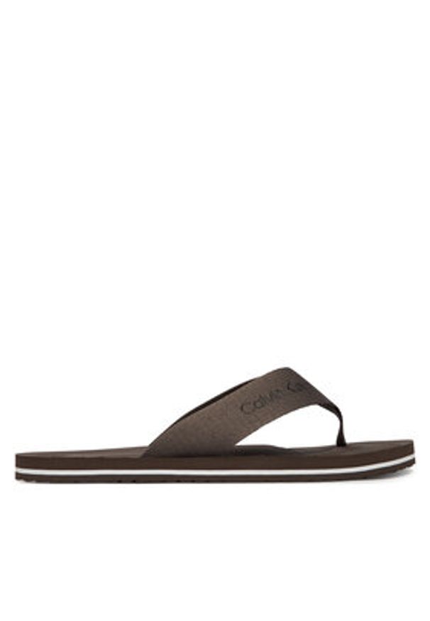 Calvin Klein Japonki Logo Webbing Strap HM0HM02106 Brązowy. Kolor: brązowy. Materiał: materiał