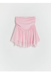 Reserved - Spódniczka z falbanką - różowy. Kolor: różowy. Materiał: tkanina, tiul. Długość: mini