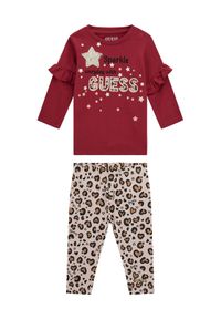 Guess Komplet dresowy H5BW07 KAVN4 Bordowy Regular Fit. Kolor: czerwony. Materiał: bawełna