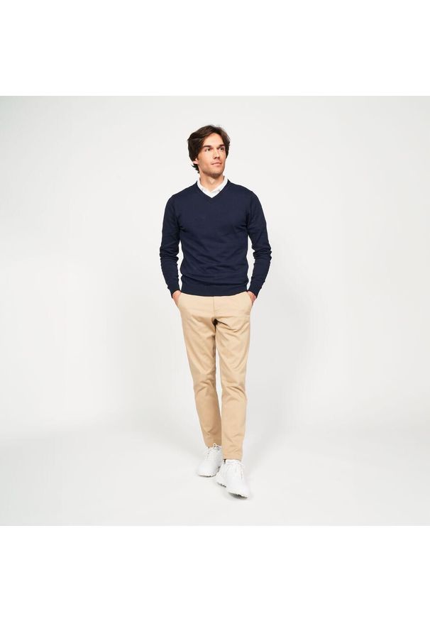 INESIS - Sweter do golfa męski CW 100. Typ kołnierza: golf. Kolor: niebieski. Materiał: bawełna, materiał. Sport: golf