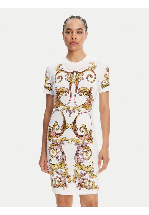 Versace Jeans Couture Sukienka codzienna 78HAO9P9 Biały Slim Fit. Okazja: na co dzień. Kolor: biały. Materiał: bawełna. Typ sukienki: proste. Styl: casual